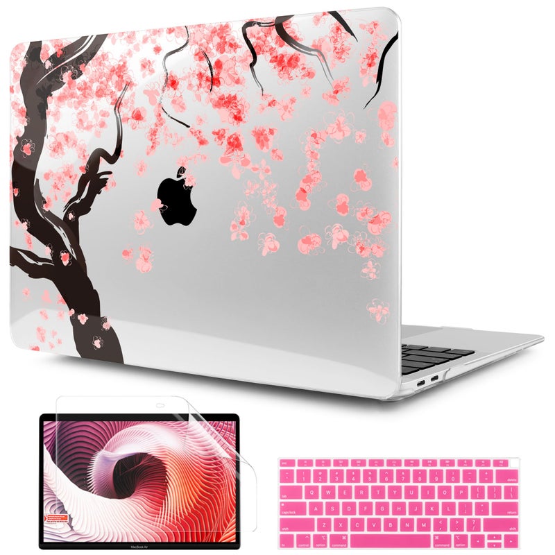 TWOLSKOO Cover for MacBook Air 13 inch 2021 2020 2019 2018, Cherry Blossoms Printed Hard Shell Case & Keyboard Skin & Screen Protector for MacBook Air 13 A2337 M1 A1932 A2179 - Image 1